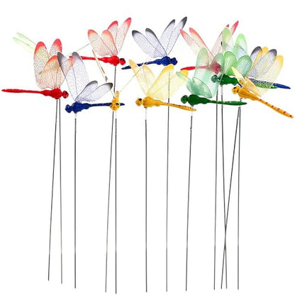 24 Pieces Dragonfly Garden Stakes 3D Dragonfly Garden Decor