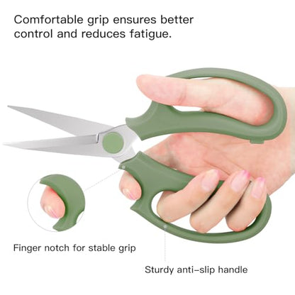 Housolution Flower Scissors, Steel Pointed Pruning Shears, Avocado Green - color: Pointed-avocado Green, size: 1 Pack
