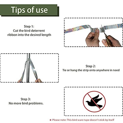 Bird Flash Tape (2in,360ft), Double Side Reflective Tape, Protect Your House, Garden, Orchard
