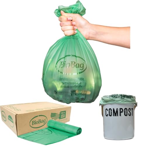2.6 Gallon Compostable Food Scrap Bags by BioBag, 100 Count, BPI Certified, Meets ASTM D6400 Standards, Made in USA, Kitchen Counter Bin Liners - style: 2.6 Gallon