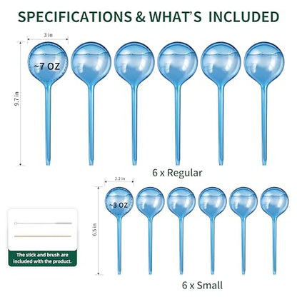 Soilagua 12-Pack Plastic Plant Watering Globes, Self Watering Spikes - size: M + S – 12 Pack