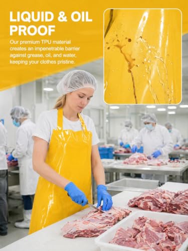 Molaxhome TPU Waterproof Apron Oil-resistant Chef Apron for Unisex Kitchen - color: Yellow