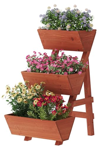 viewcare Raised Garden Bed, 3 Tier Small Vertical Garden Planter for Indoor & Outdoor, Raised Planter Box with Legs, Garden Planter Box for Flowers/Vegetables/Plants - size: Medium