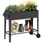 Mobile Raised Garden Bed with Legs and Wheels Metal Elevated Planter Box