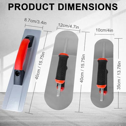 3 Pack Concrete Hand Tool Set, Magnesium Hand Float,Pool & Finishing Trowel - size: 3pcs