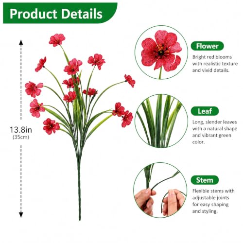 Artificial Flowers & Monkey Grass - 24 Pcs, Faux Floral Greenery 6 Colors - color: 6 Colors With Monkey Grass
