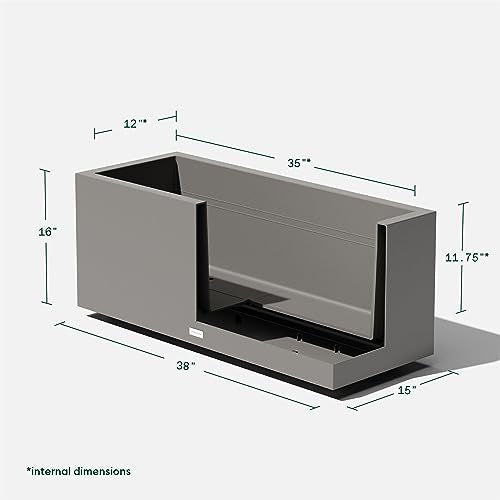 Veradek Block Series Long Box Planter - Rectangular Outdoor Planter - color: Gray, size: Large - 2 Pack