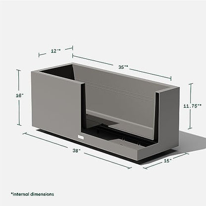 Veradek Block Series Long Box Planter - Rectangular Outdoor Planter - color: Gray, size: Large - 2 Pack