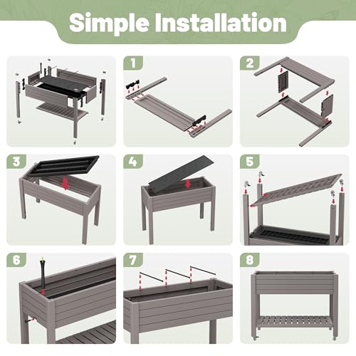 Fancyango Raised Garden Bed with Wheels 33.7" H -Gray - color: Gray, size: 33.7"H