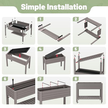 Fancyango Raised Garden Bed with Wheels 33.7" H -Gray - color: Gray, size: 33.7"H