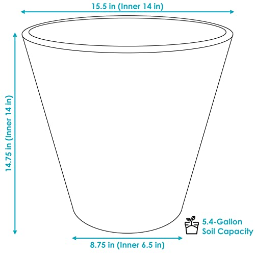 Sunnydaze Walter 15.5" Plastic Planter Pot for Plants, White, 2pk