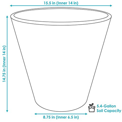 Sunnydaze Walter 15.5" Plastic Planter Pot for Plants, White, 2pk