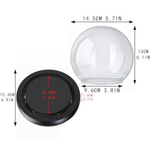 Cloche Glass Dome with LED Base, Round Glass Display Bell Jar, 6 Inch