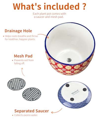 Metahom 5.8 Inch Ceramic Plant Pots, Colorful Flower Pots Set of 4 - size: 5.8 inch