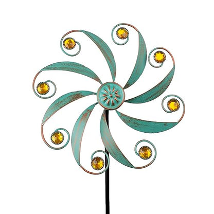 Stargarden Wind Spinner, Metal Outdoor Wind Sculptures & Spinners - color: Small-green-b
