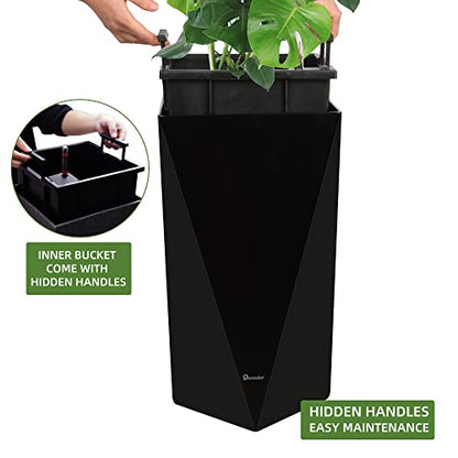 Dexceder 24 Inches Self Watering Tall Planter (Black) - color: Black, size: 24