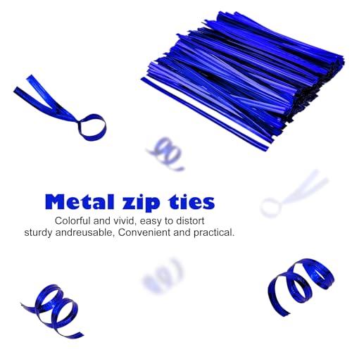 400 Pcs Metallic Twist Ties 4-Inch, Foil Twist Ties for Bread Bags, Candy Bags, Gift Bags, Snack Bags, and Party Favor Wrapping (Blue) - color: Blue