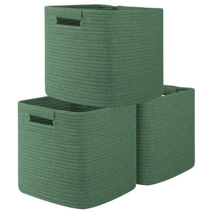 OIAHOMY Storage Cubes 11 Inch Storage Bins 3-Pack Square Baskets Green - color: Green