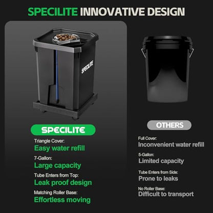 SPECILITE 7 Gallon 2 Buckets DWC Hydroponics Grow System with Wheels