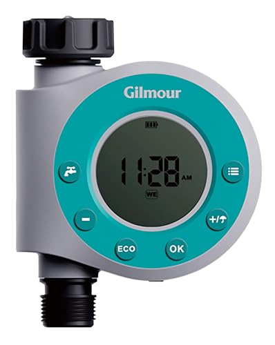 Gilmour Single Outlet Water Timer for Garden Hose, Programmable Automatic Watering System, LCD Screen, Rain Delay, Battery Operated - size: Single Outlet