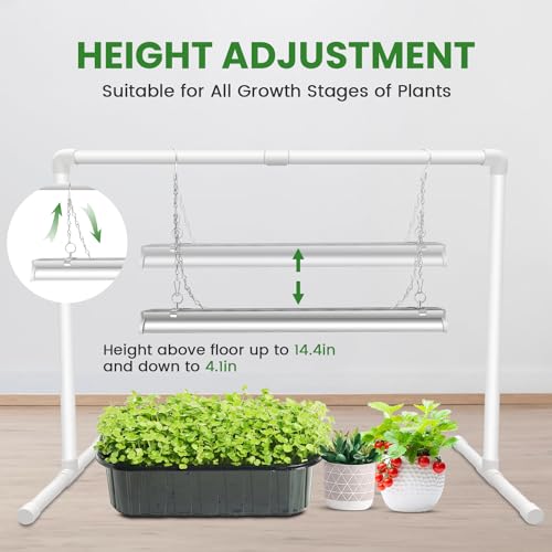 Wolezek 2FT T5 Grow Lights for Seed Starting with Timer, 32W Full Spectrum