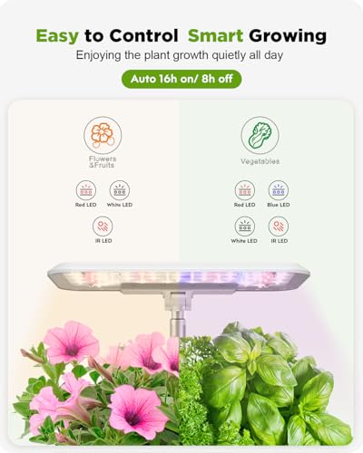URUQ 8 Pods Hydroponics Growing System with LED Grow Light - White - color: White