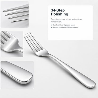 24 Piece Dinner Forks Set, 18/10 Stainless Steel Forks Silverware, 8 Inch - size: 24-Piece (8 Inches)