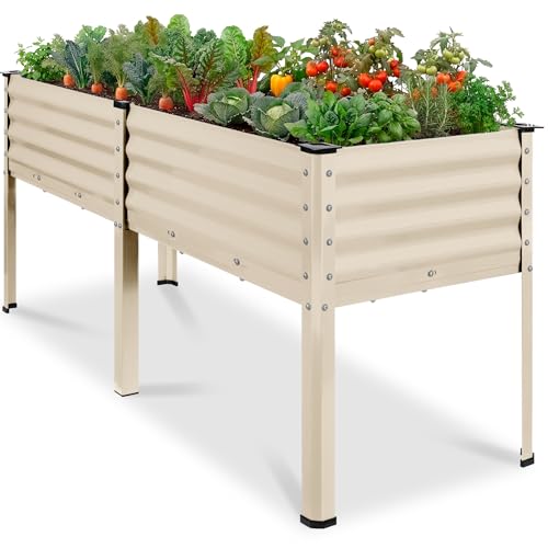 Best Choice Products 72x24x30in Non Toxic Galvanized Raised Garden Bed, Metal Elevated Planter Box, Vegetable Garden, 100% Non Toxic Materials - Beige - color: Beige, size: 72x24x30in