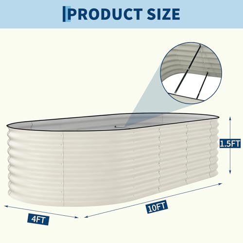 Garvee 2 Pack 10x4x1.5ft Galvanized Raised Garden Bed, Metal Planter Box - color: Beige-oval, size: 10x4x1.5ft 2pcs