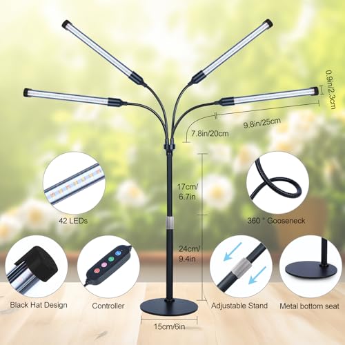 4Head Tabletop Grow Light for Bonsai, Cactus, Succulents - size: 4Head Tabletop(36W)