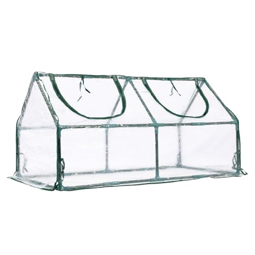 BPS 4x2x2 FT Mini Greenhouse with Roll-Up Zipper Windows, Transparent PVC - color: Transparent, size: 4x2x2 FT