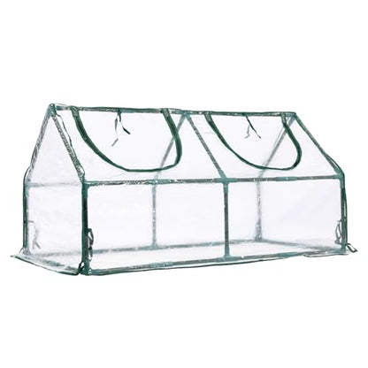 BPS 6x3x3 FT Mini Greenhouse with Roll-Up Zipper Windows, Transparent PVC - color: Transparent, size: 6x3x3 FT