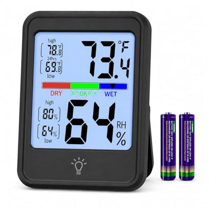 Indoor Thermometer Hygrometer for Home, 24-Hour MAX/MIN, 10s Backlight
