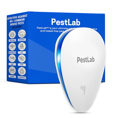 PestLab Ultrasonic Pest Repeller – Indoor Plug In Bug Repellent for Mice, Rodents, Rats, Roaches, Ants, Spiders, Mosquitoes & Bed Bugs – Electronic Pest Control Device with 300 Sq Ft Coverage – 1 Pack - size: 1 Pack