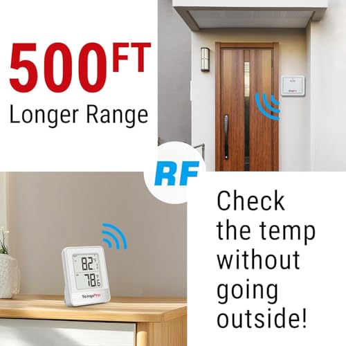 TempPro TempAir 500FT Indoor Outdoor Thermometer Wireless - color: White In-outdoor Thermometer