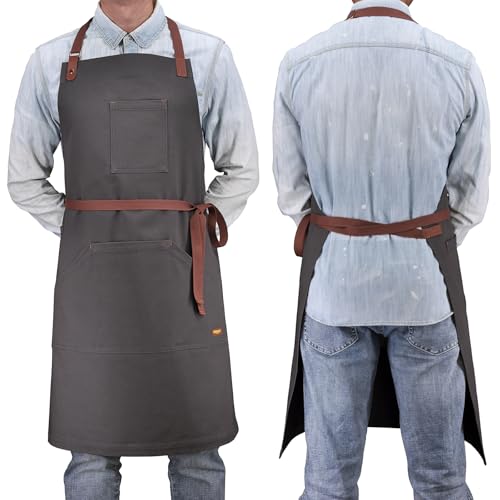 Cooking Kitchen Apron with Pockets for Men Women - color: Dark Gray 9#