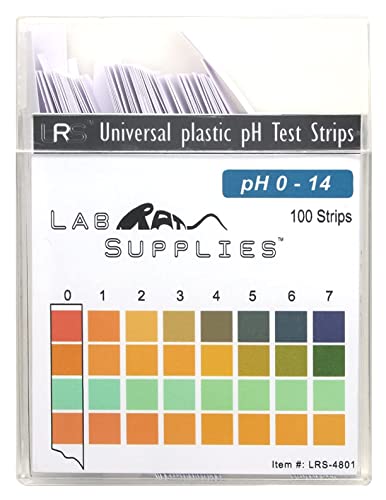 Plastic pH Test Strips, Universal Application (pH 0-14), 100 Strips | for Saliva, Soap, Urine, Food, Liquids, Water with Soil Testing, Lab Monitoring, etc. - size: 100 Count (Pack of 1)