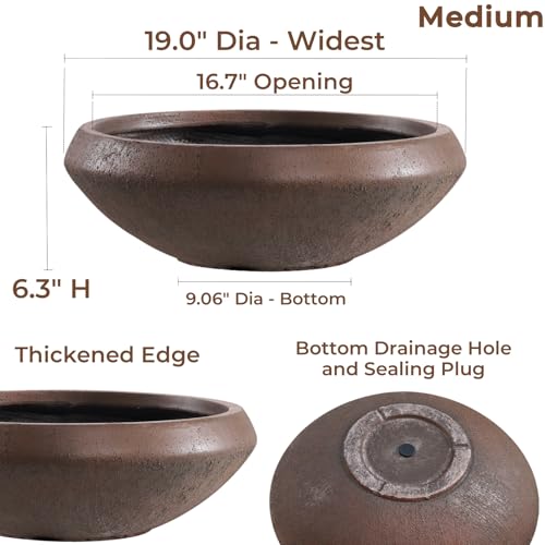 19"Dia x 6.3"H Weathered Concrete Lotus Bowl Planter, Large Succulent Pot - color: Rust, size: Medium