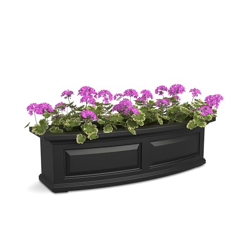 Mayne Nantucket 36in Self-Watering Rectangular Window Box Planter, Black - color: Black, size: 36in