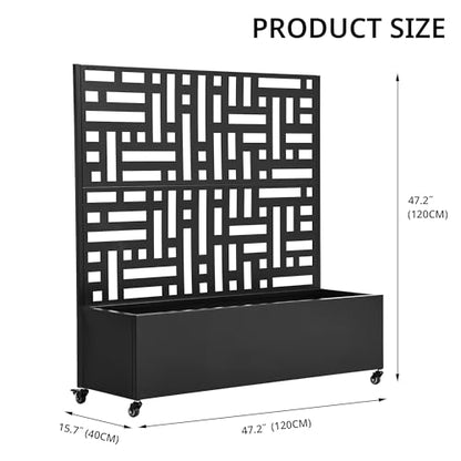 Pia Ricco Planter Box with Trellis, Privacy Planter for Climbing Plants - color: Black-block, size: Small