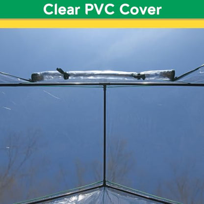 Miracle-Gro Walk-in Greenhouse, Removable Shelves, Transparent, 4'8" Square - size: 4'8" x 4'8" x 6'5" - Translucent