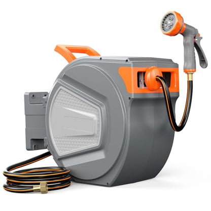OLIXIS Retractable Garden Hose Reel, 1/2'' x 100 ft Water Hose with Nozzle - size: 1/2" x 100 FT
