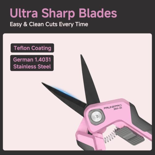 PrunePro® Garden Scissors Precise Cuts for Women Lightweight Sharp Snip - color: Pink