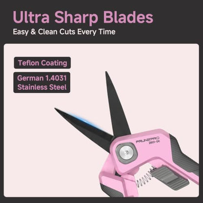 PrunePro® Garden Scissors Precise Cuts for Women Lightweight Sharp Snip - color: Pink