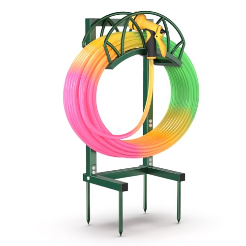 Garden Hose Holder, Freestanding Water Hose Reel Stand, Holds 160 FT, Green - color: Green