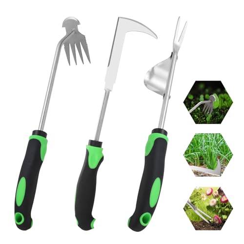 Weed Puller Tool, Rubber Handle Weed Remover Tool, 3PCS