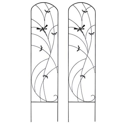 Sunnydaze 56" Black Metal Garden Trellis for Climbing Plants, 2-Pack - style: Dragonfly Delight - 56"