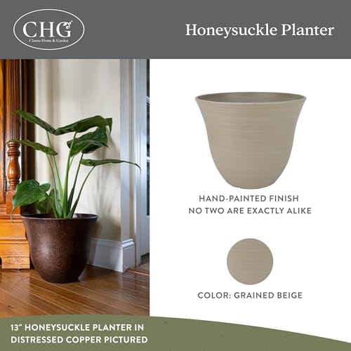 15" Honeysuckle Planter in Grained Beige - color: Grained Beige, size: 15"