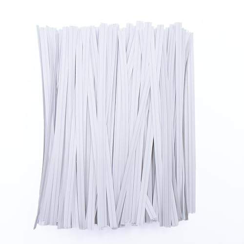 1000 Pcs Twist Ties for Craft, 5 Inch White Kraft Paper Twist Ties Reusable, Metallic Twist Ties Bread Ties for Treat Bags, Cake Pop, Cable, Garden Plants, Party Favors - color: White, size: 5Inch