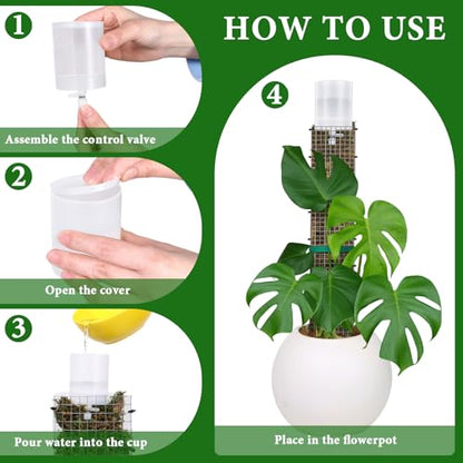 6 Pack Adjustable Moss Pole Watering Dripper, Self Watering Planter Insert